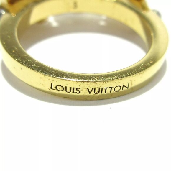 Auth LOUIS VUITTON Charmy Pearl Ring M75481 Gold Cream OB0154 Ring Hardware - Picture 4 of 8